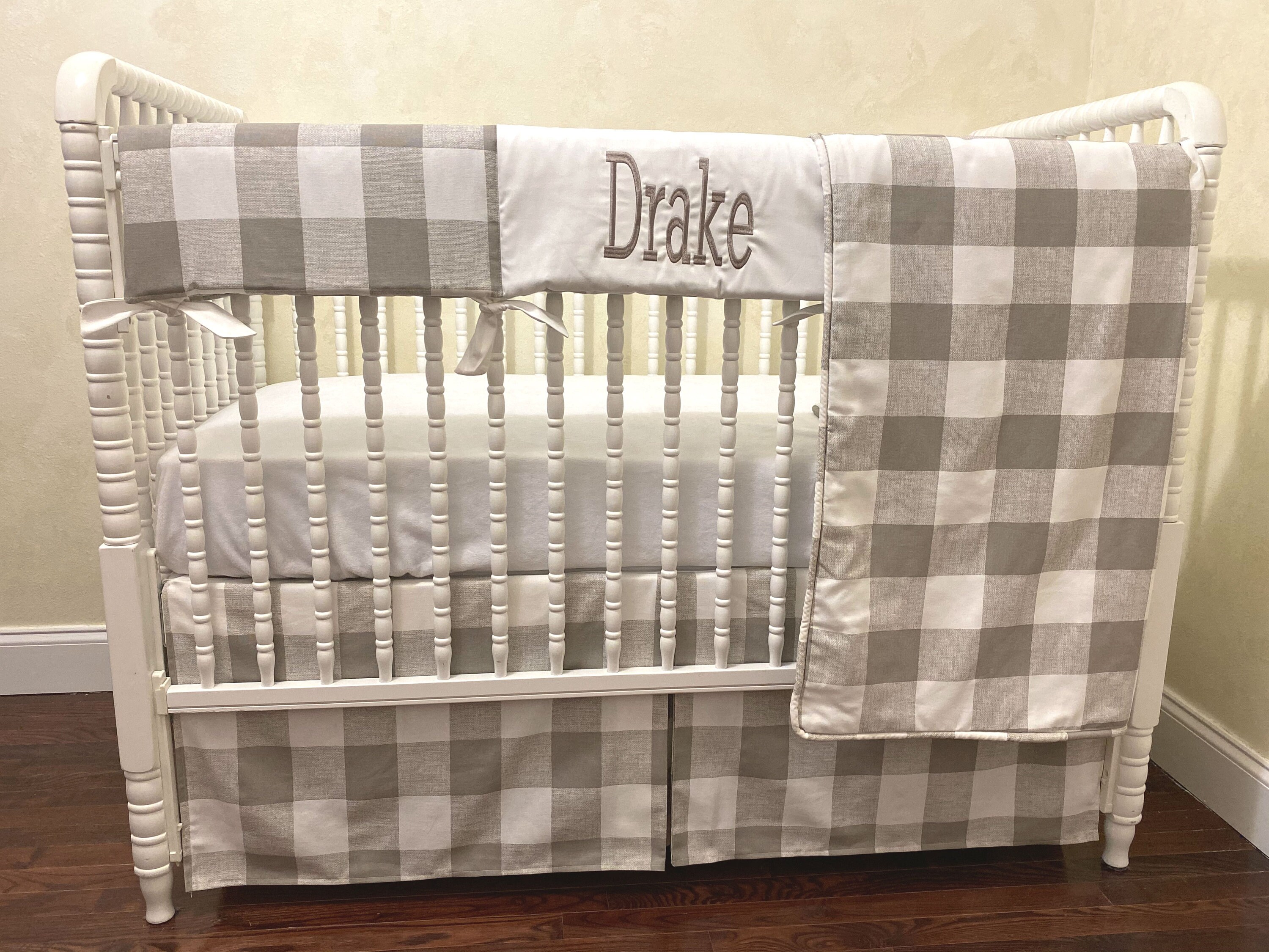 Buffalo Plaid Crib Bedding Set Boy Baby Bedding Taupe/Khaki Etsy