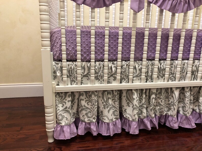 Lavender and Gray Baby Girl Crib Bedding Set Girl Baby Etsy