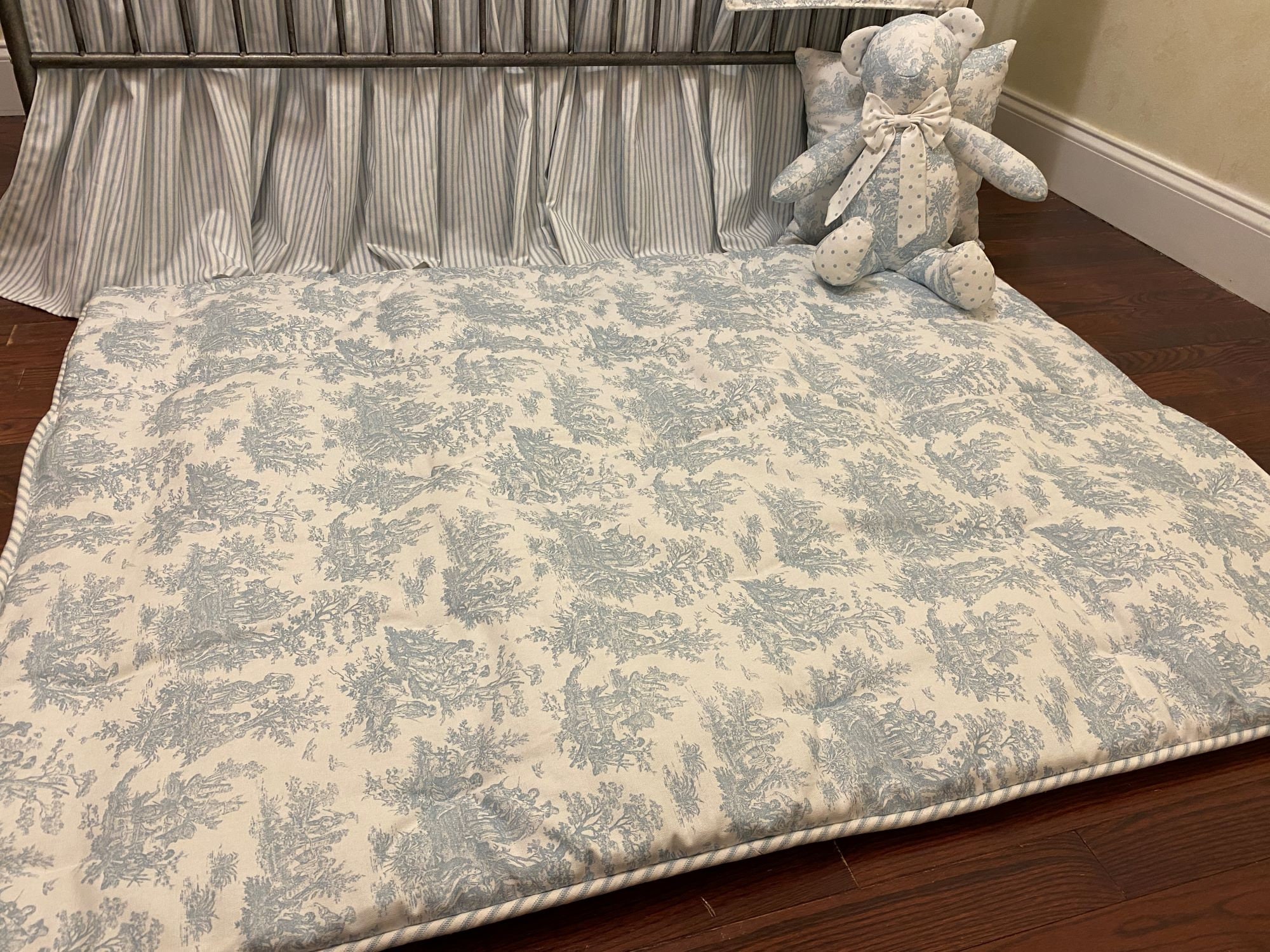 Toile Baby Play Mat, Tummy Time Activity Mat, Round, Square, or Rectangle Play Mat