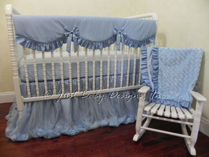 Baby Crib Bedding Set Giselle Blue Princess Baby Bedding Etsy