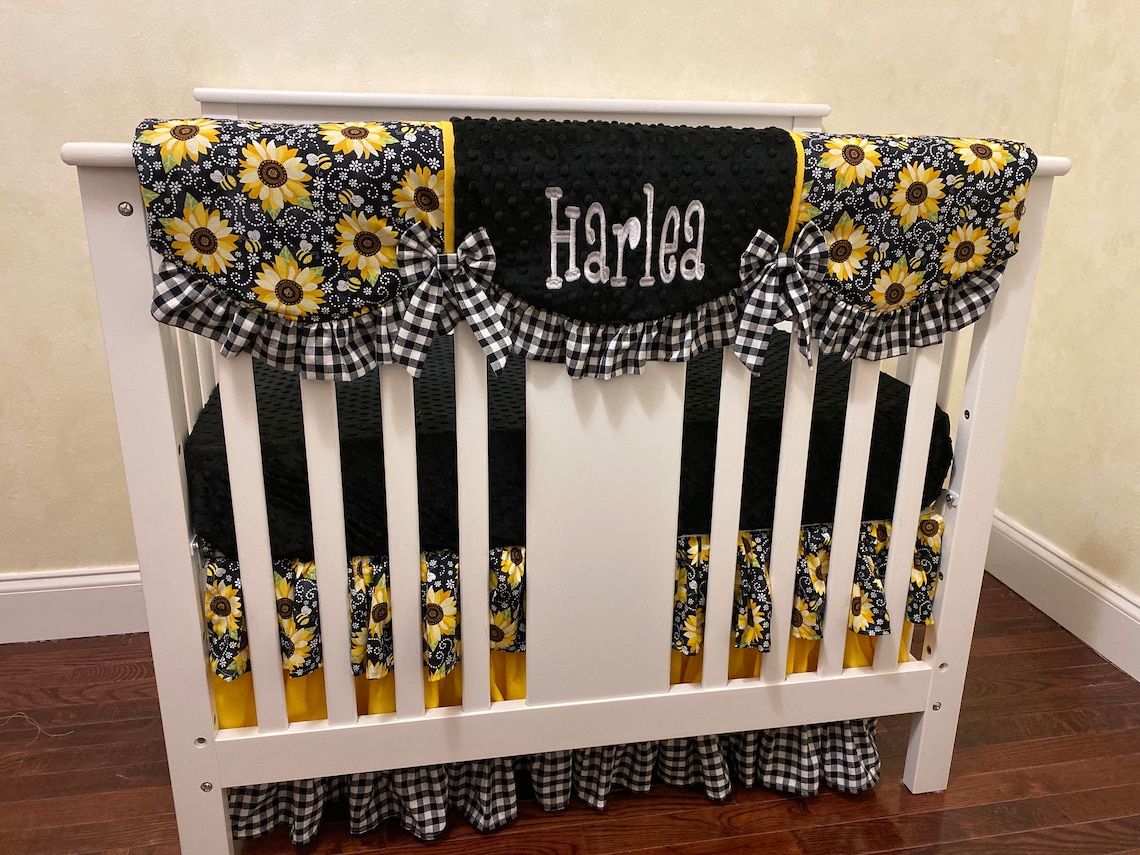 Baby Girl Sunflower MINI CRIB Bedding Girl Mini Crib Baby Etsy