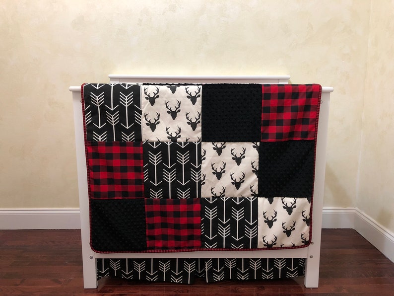 Baby Boy MINI CRIB Bedding Deer Baby Bedding Red Buffalo Etsy