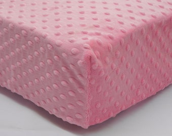 Minky Dot Medium Pink Crib Sheet, Mini Crib Sheet