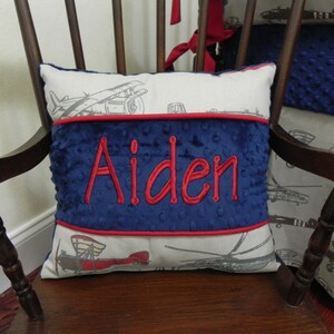 Airplane Nursery Pillow - Specialty Pillow with Monogram or Name, Airplane Nursery Decor, Baby Boy Nursery Pillow