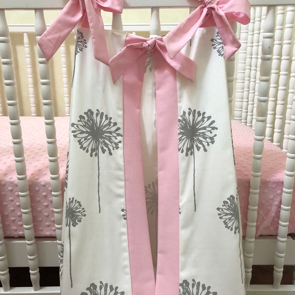Diaper Stacker - Gray Dandelions with Light Pink