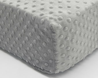 Minky Crib Sheet, Gray Minky Dot Crib Sheet, Mini Crib Sheet