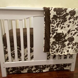 Baby Boy MINI CRIB Bedding, Cowhide Crib Bedding, Pony Hide, Cowboy Mini Crib Bedding, Western Baby Bedding