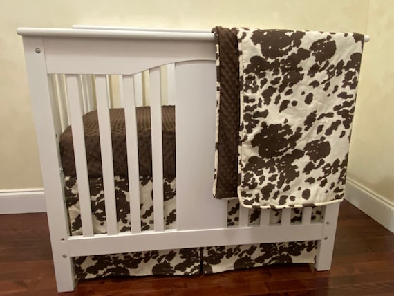 Baby Boy MINI CRIB Bedding Cowhide Crib Bedding Pony Hide Cowboy Mini Crib Bedding Western Baby Bedding Etsy