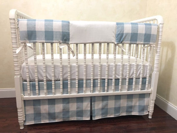 blue plaid crib sheet