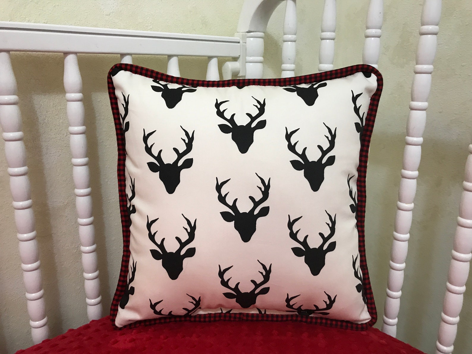 Accent Pillow With Cording Black Deer Head Black Stag Etsy