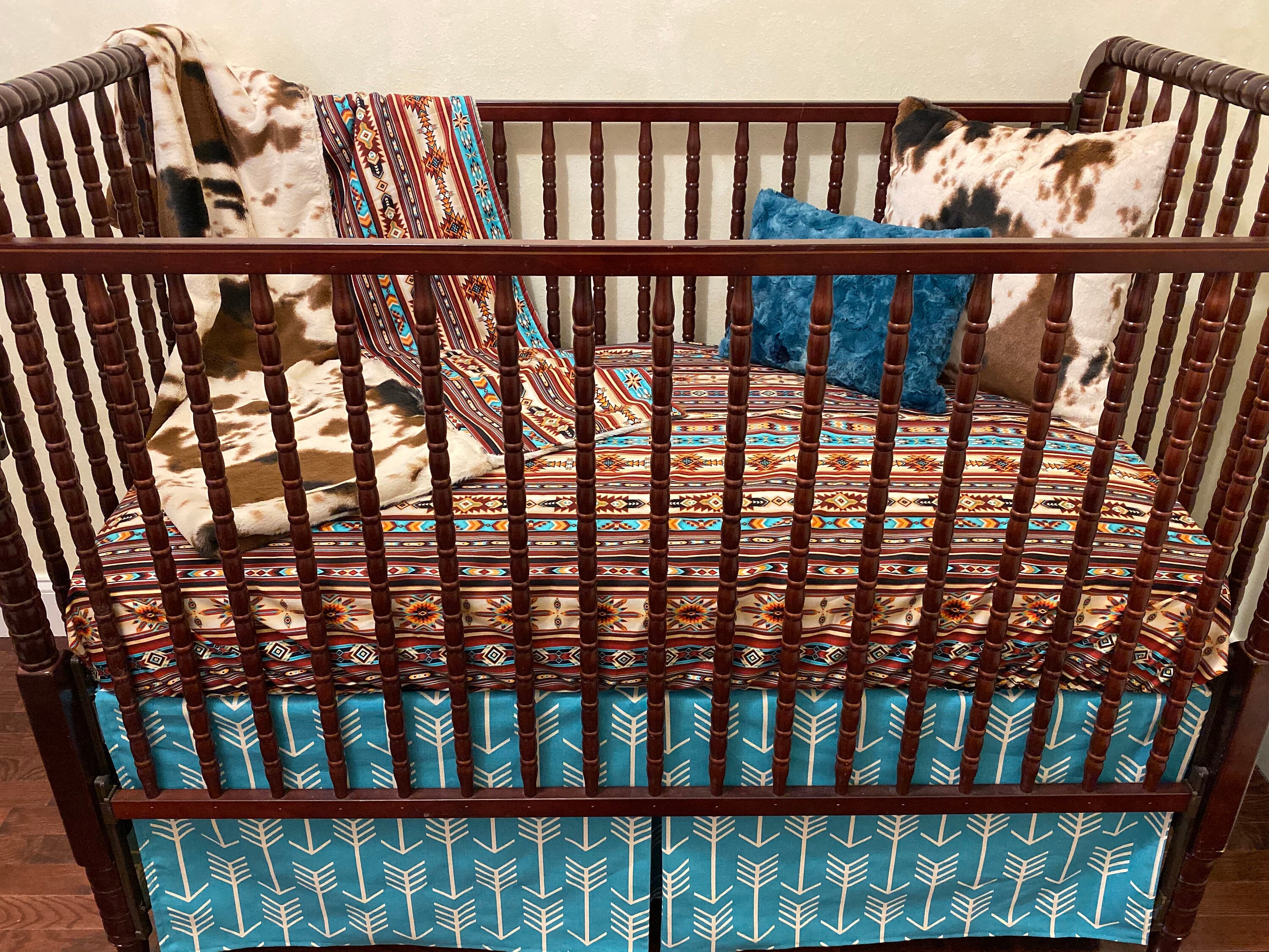 Aztec Baby Bedding Cowhide Baby Bedding Southwestern Baby Etsy