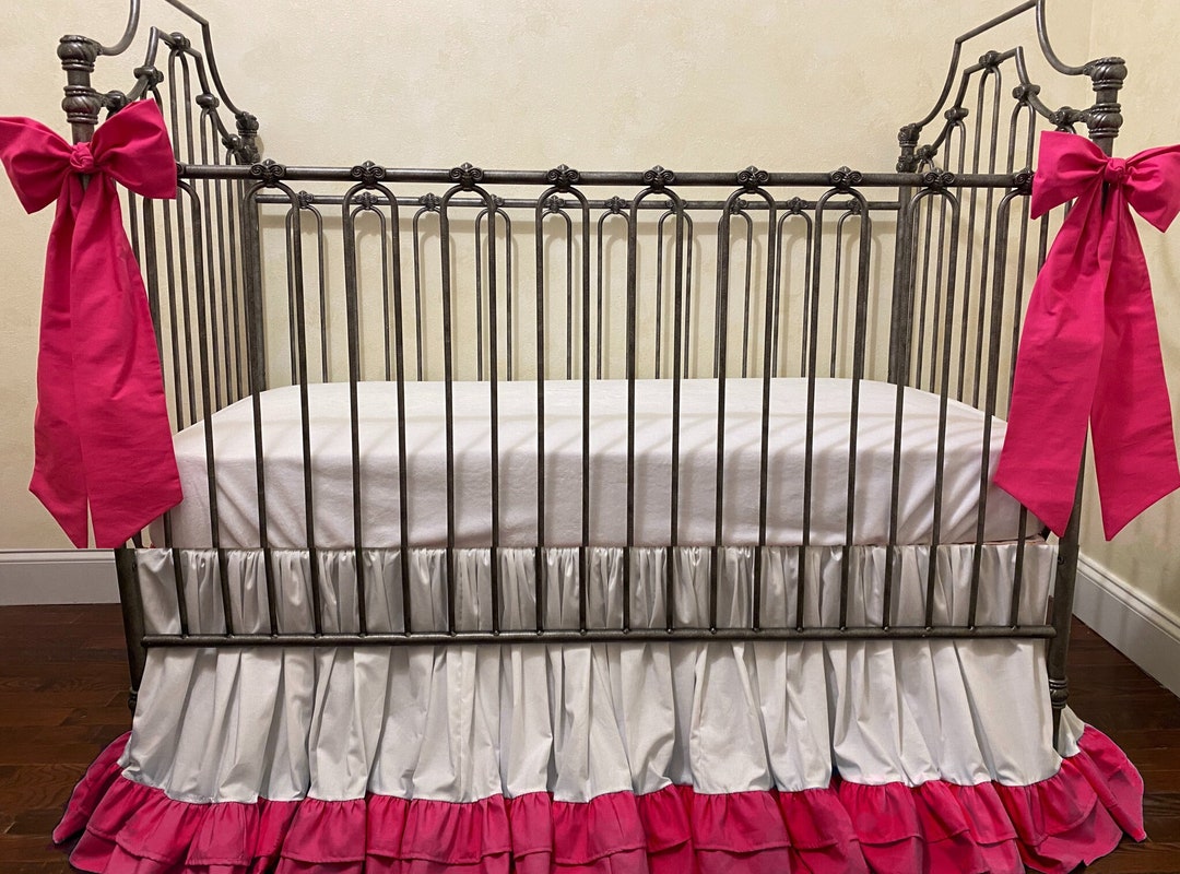 Hot Pink Ruffle Baby Girl Crib Bedding: Minky Blanket & Crib Skirt - Etsy