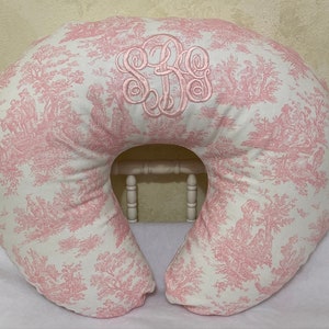 Nursing Pillow Cover, Baby Girl Pink Toile Nursing Pillow Cover, Breastfeeding Pillow Cover