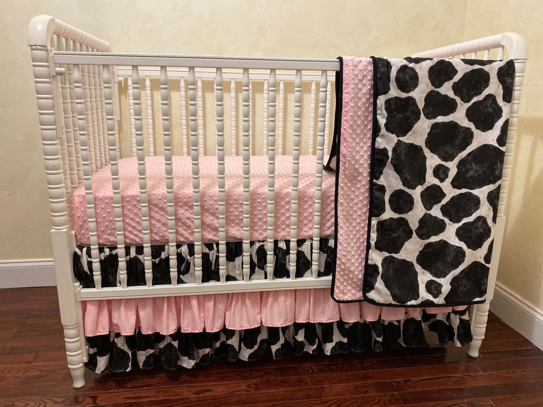 Baby Girl Crib Bedding, Cow Baby Bedding, Cow With Pink Crib Bedding Etsy