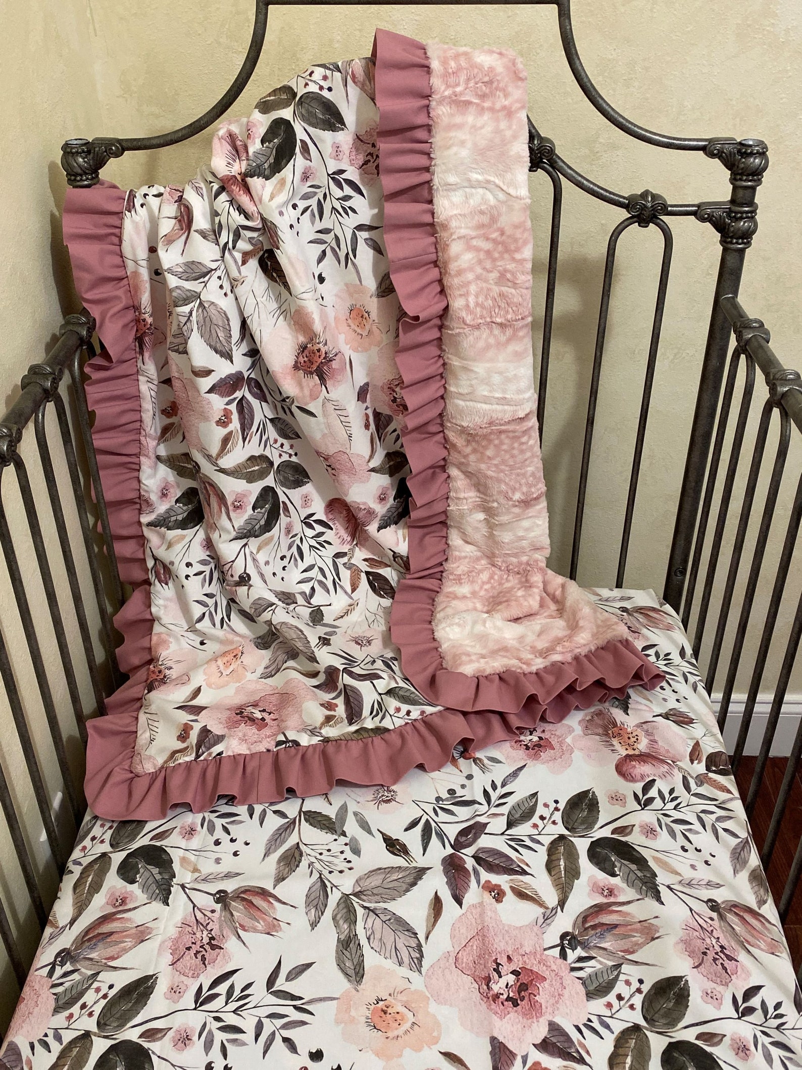 Baby Girl Floral Crib Bedding Set Girl Baby Bedding Rose Etsy