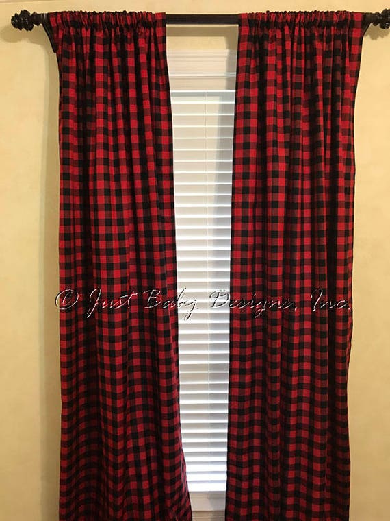 Red And Black Plaid Curtain Panels Buffalo Image 0