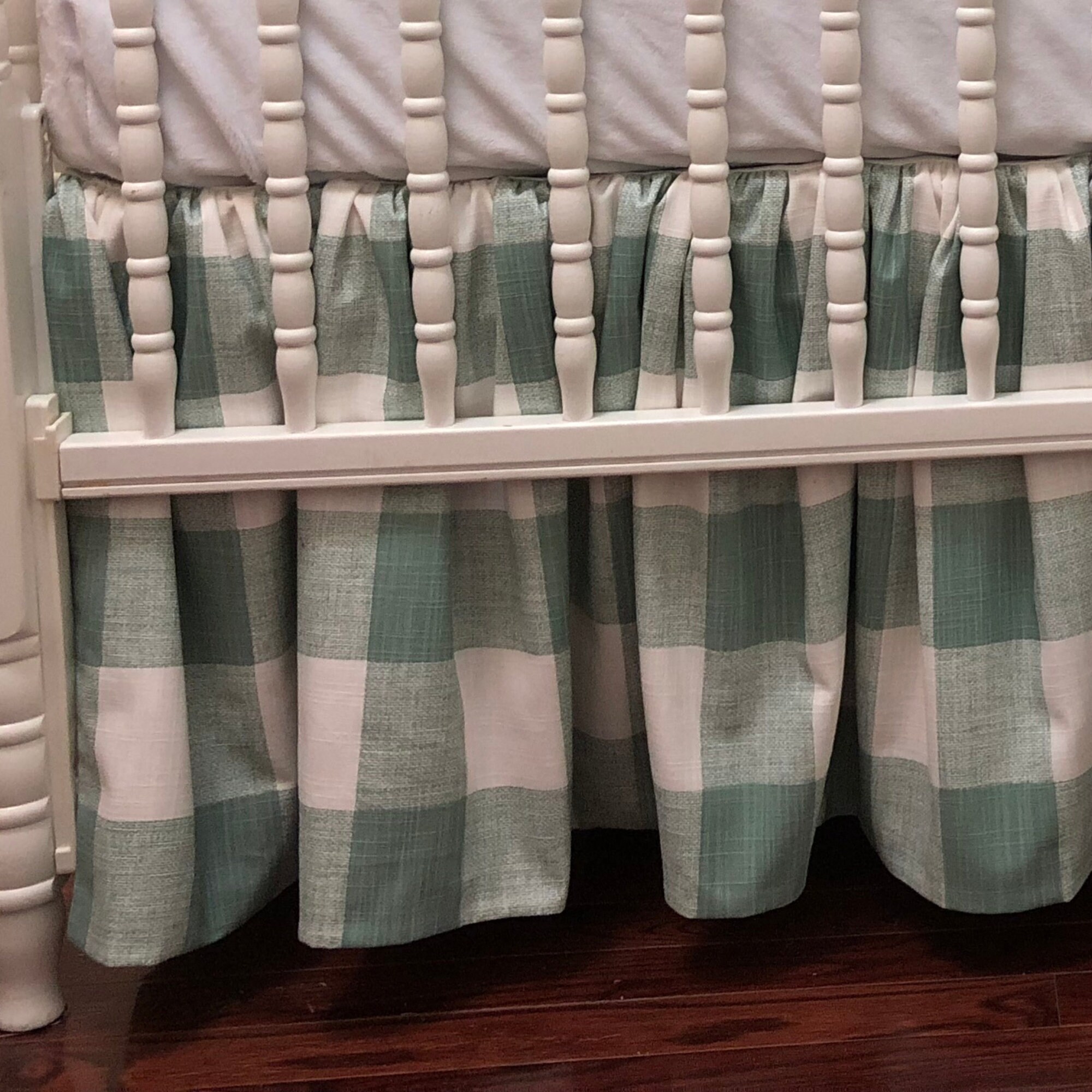 13 Colors Plaid Cotton Crib Skirt, Gathered Crib Skirt, Mini Crib Skirt