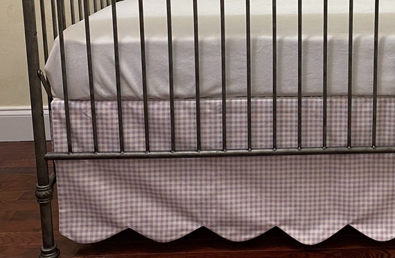 5 Colors Custom Gingham Plaid Scallop Edge Crib Skirt Baby Boy Baby Girl Gender Neutral Crib Skirt Mini Crib Skirt Optional Crib Bows Etsy