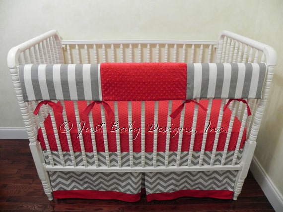 Baby Boy Crib Bedding Set Richard Red And Gray Crib Bedding Etsy