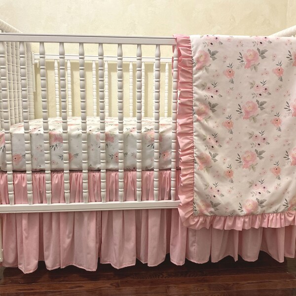 Rose Crib Bedding Etsy