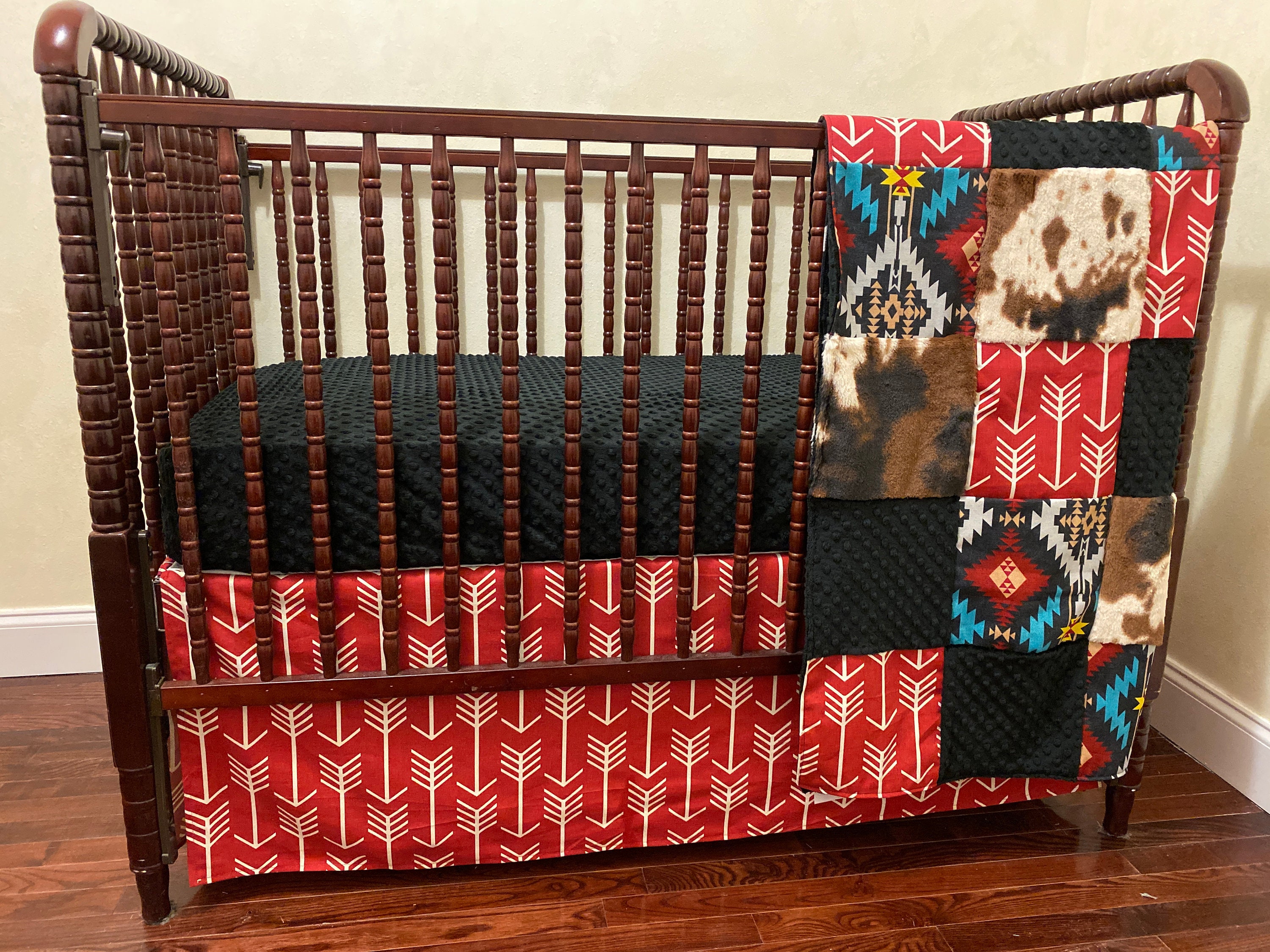 Aztec Crib Bedding Western Baby Bedding Cow Hide Crib Rail Etsy