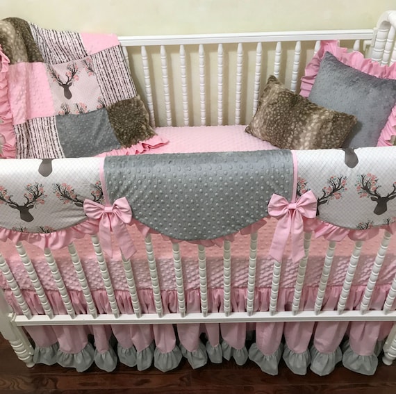 girl deer crib bedding