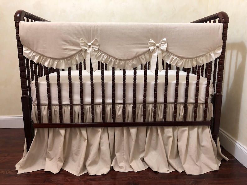 Natural Linen Baby Bedding Set Neutral Nursery Bedding Etsy