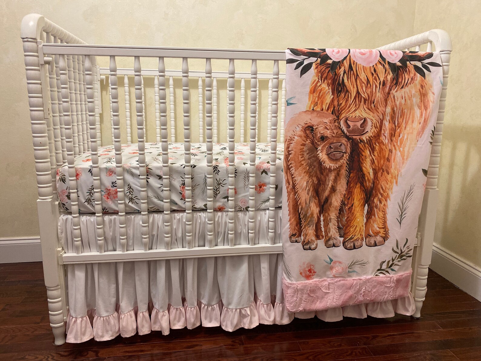 Highland Cow Crib Bedding Baby Girl Crib Bedding Highland Etsy