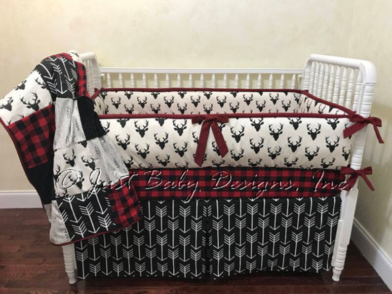 Woodland Nursery Bedding Set Rowan Choose Your Pieces Deer Crib Bedding In Gray And Navy Crib Rail Cover Baby Boy Bumperless Crib Bedding Set Baby Kolenik Nursery Bedding