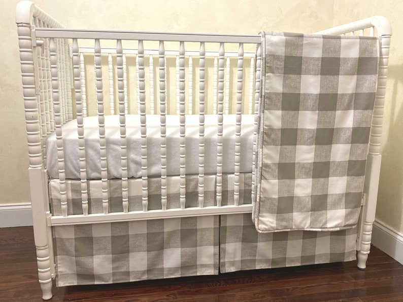 Buffalo Plaid Crib Bedding Set Boy Baby Bedding Taupe/khaki Etsy
