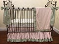 Pale Pink & Sage Green Baby Girl Standard or Mini Crib Bedding: Choose Your Pieces