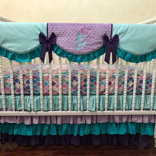 Mermaid Crib Bedding Set Crib Bedding Set Girl Purple Crib Etsy