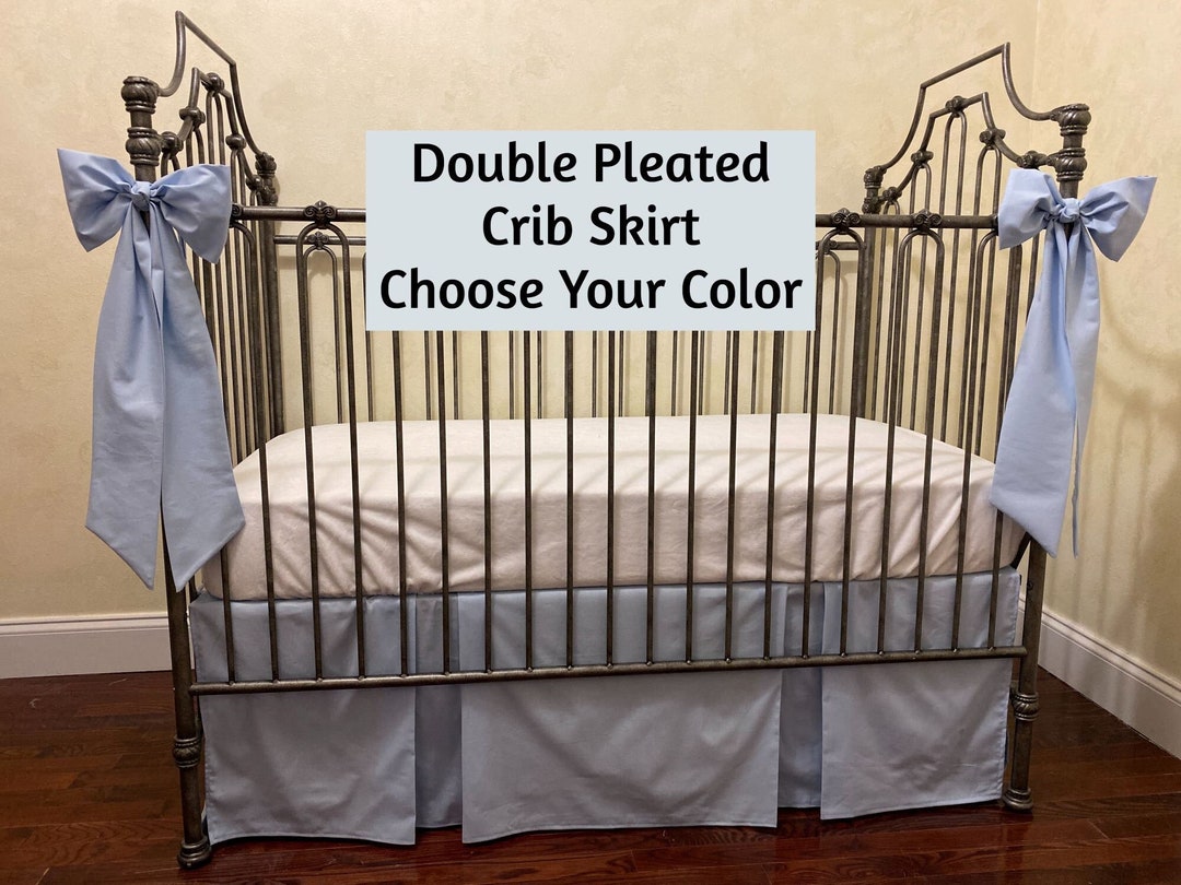 Custom Crib Skirt, Double Pleated Style Cotton Crib Skirt, Baby Boy