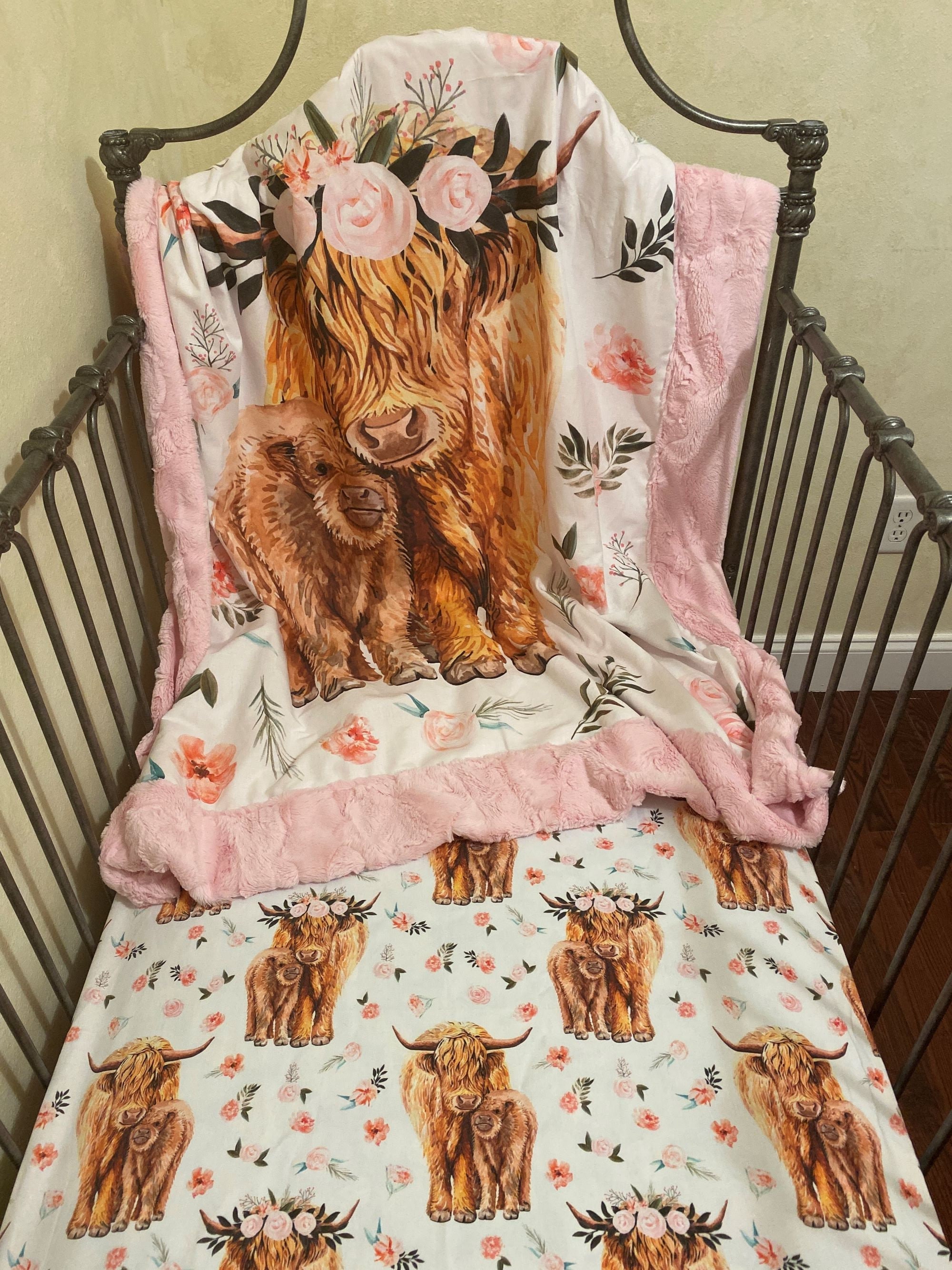 consultant Laatste Lionel Green Street Baby Girl Crib Bedding Highland Cow Crib Sheet and Blanket - Etsy België