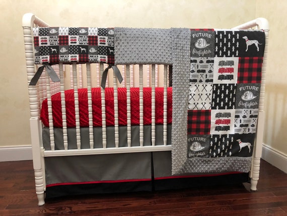 fireman crib bedding
