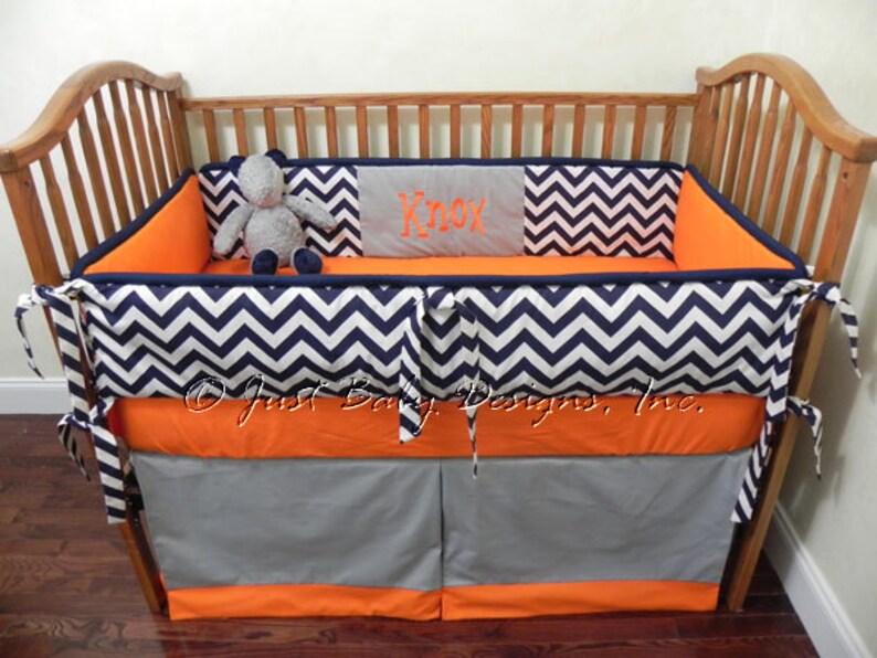 Custom Baby Bedding Set Knox Boy Crib Bedding Navy Chevron Etsy