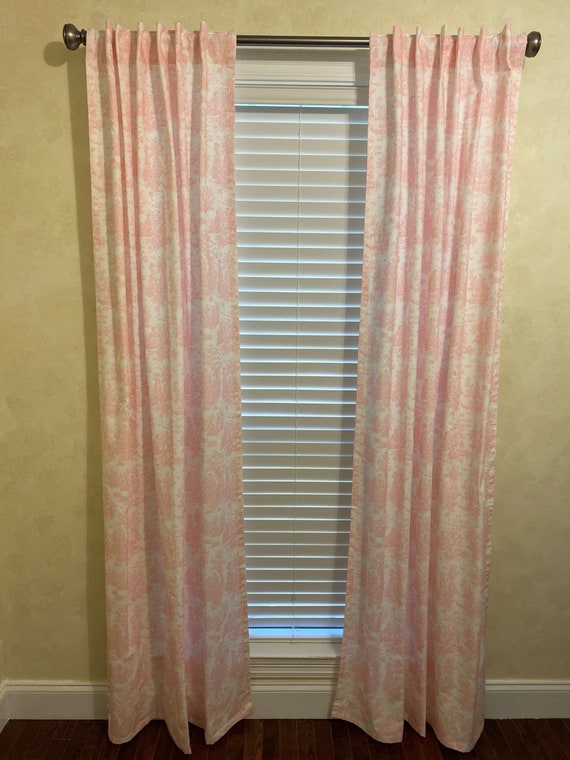 Toile Curtain Panels, Nursery Curtains, Toile Window Treatments, Toile Drapes, Rod Pocket, Back Tabs, Pinch Pleats