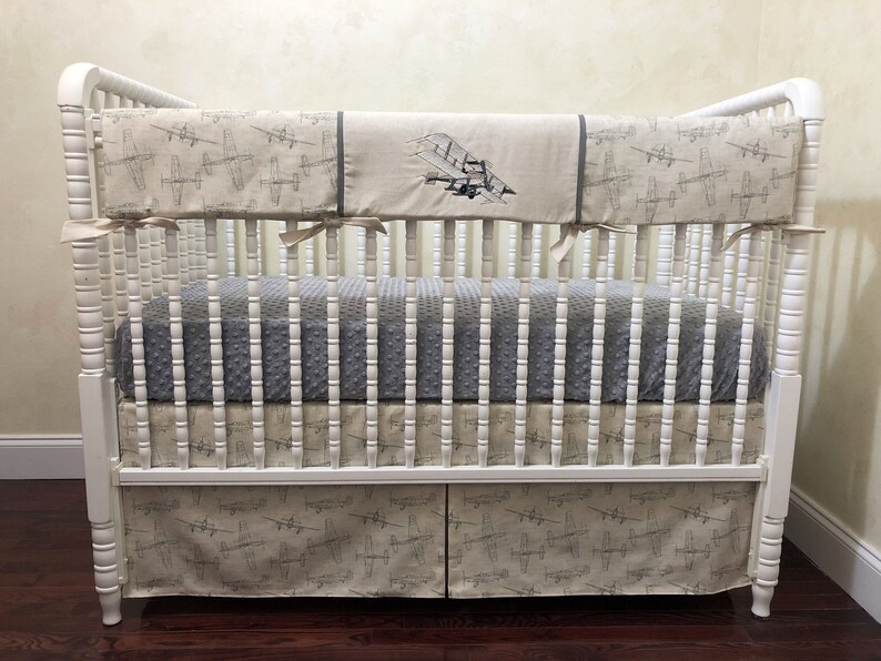 Airplane Baby Bedding Set Dalton Boy Baby Bedding Cream Etsy