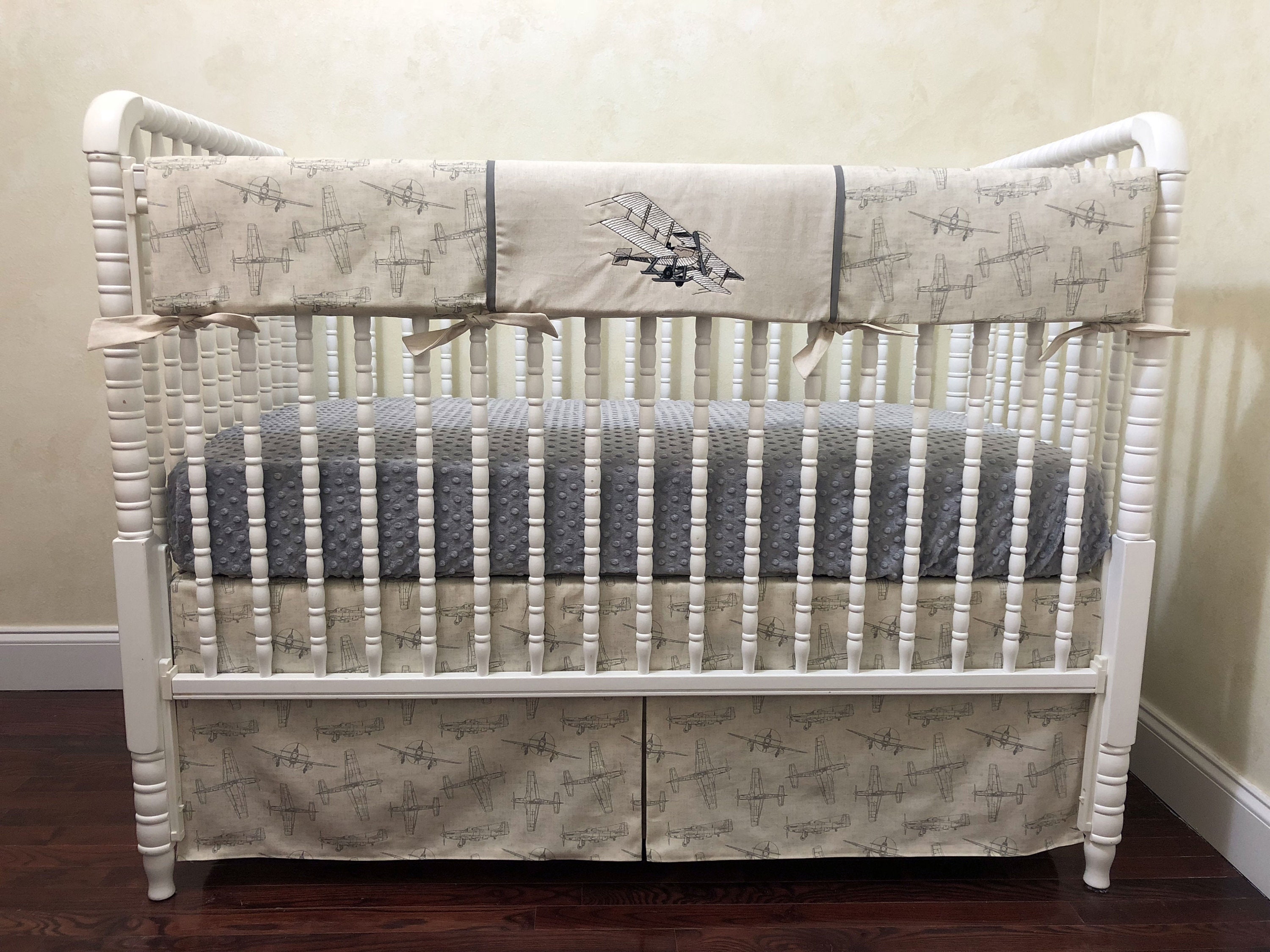 Airplane Baby Bedding Set Dalton Boy Baby Bedding Cream Etsy