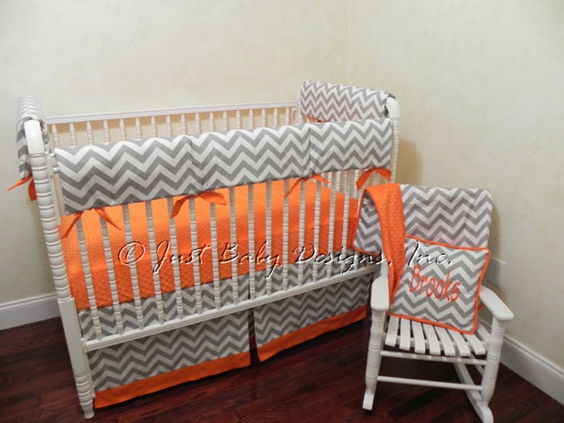 Gray Chevron Crib Bedding Set Brooks Boy Baby Bedding Etsy