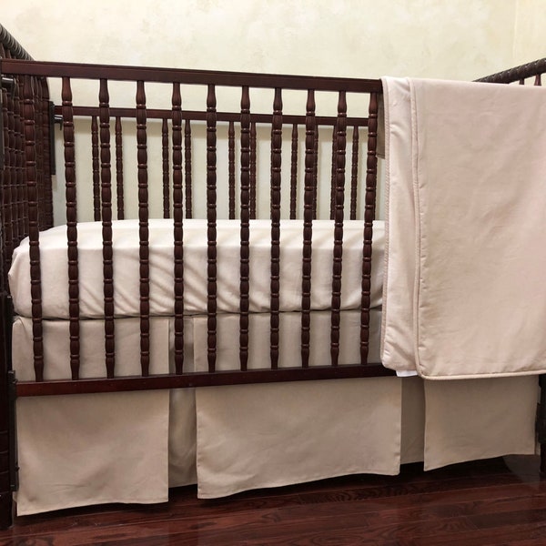 Natural Linen Crib Bedding, Linen Crib Skirt, Boy Baby Bedding, Gender Neutral Crib Bedding