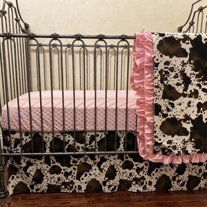 Baby Girl Western Crib Bedding, Cowhide, Pony Hide Baby Bedding, Cowgirl Baby Bedding