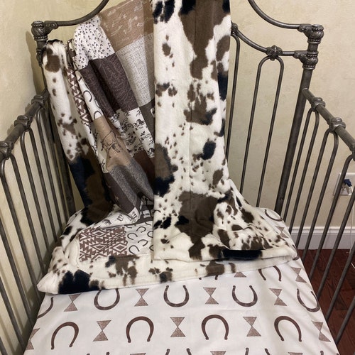 Baby Boy Horse Shoe Crib Sheet Cowboy Wild West Pony Minky Etsy