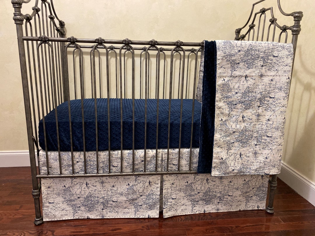 Airplane Crib Bedding Set Boy Baby Bedding Airplane Baby Etsy