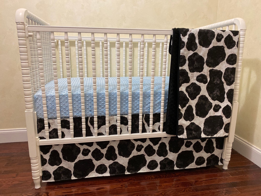 Black and White Cow Crib Bedding, Baby Bedding, Cow Crib Bedding, Pale