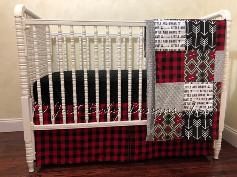 red plaid crib bedding