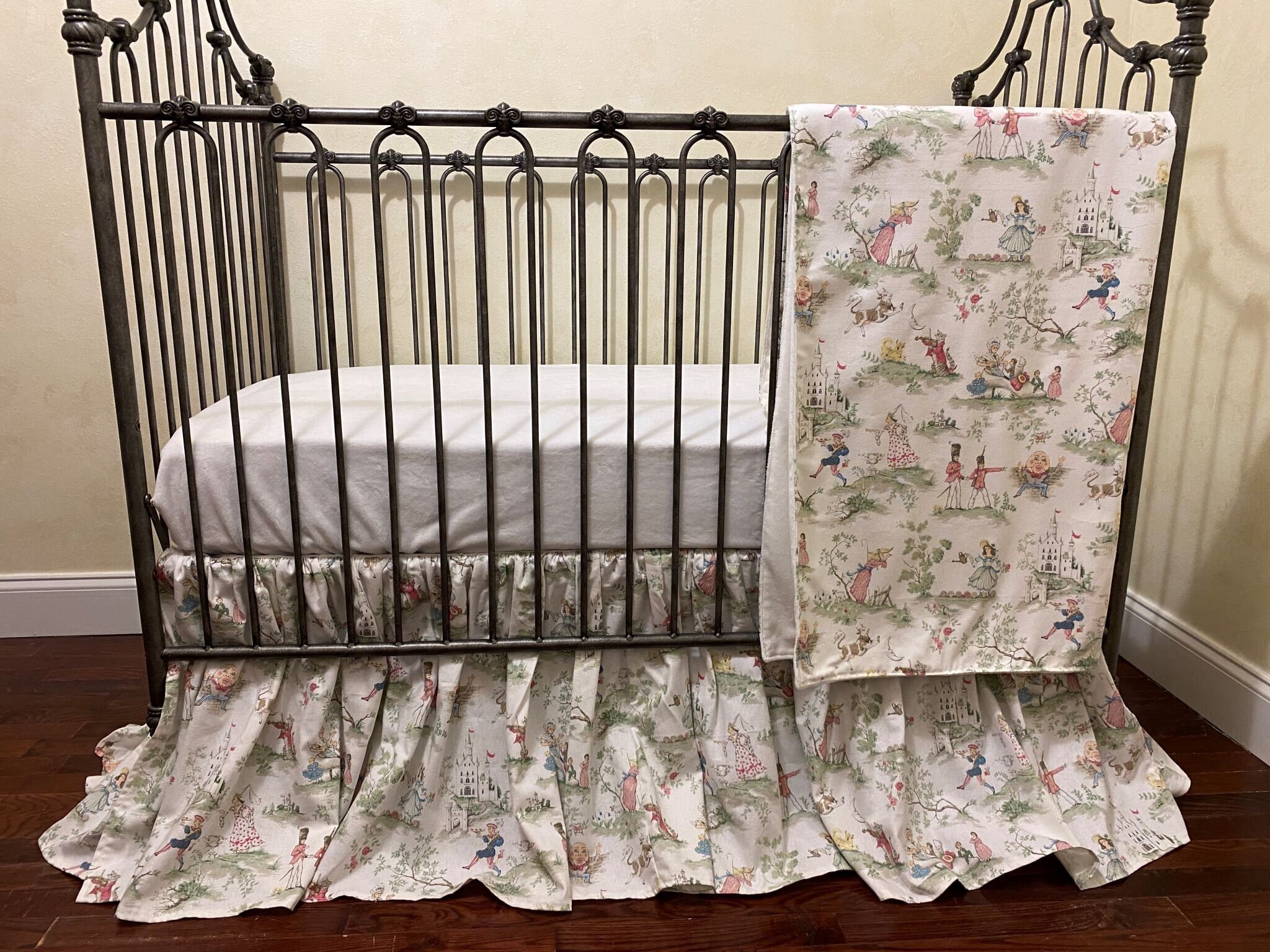 Nursery Rhyme Toile Crib Bedding Baby Boy Baby Girl Crib Bedding Neutral Baby Bedding Toile Crib Skirt Blanket Nursery Bows Etsy