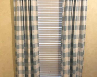 13 Colors - Buffalo Check Curtains,  Buffalo Plaid Nursery Curtains, Blue, Pink, Green Plaid Curtains