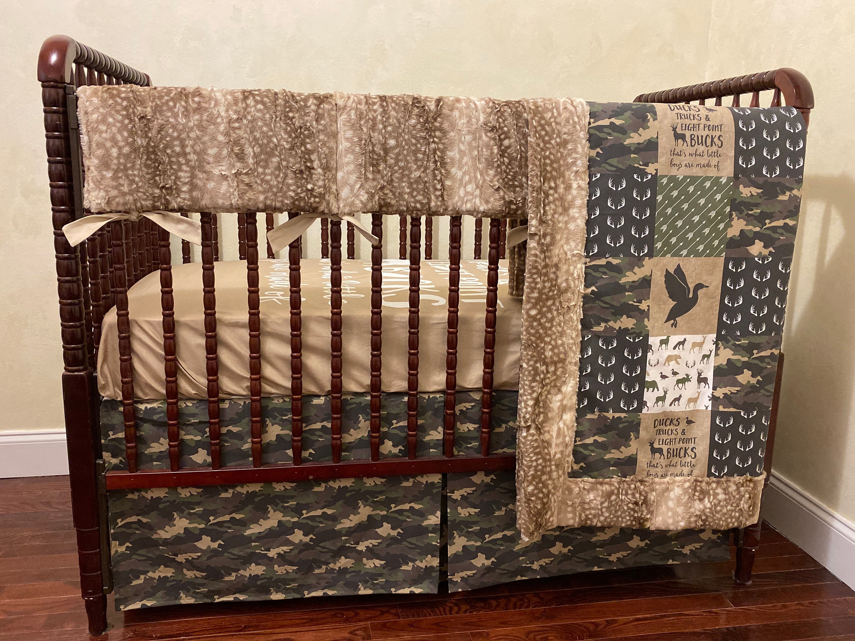 Woodland Crib Bedding, Baby Boy Crib Bedding Set, Ducks, Trucks, Buck…