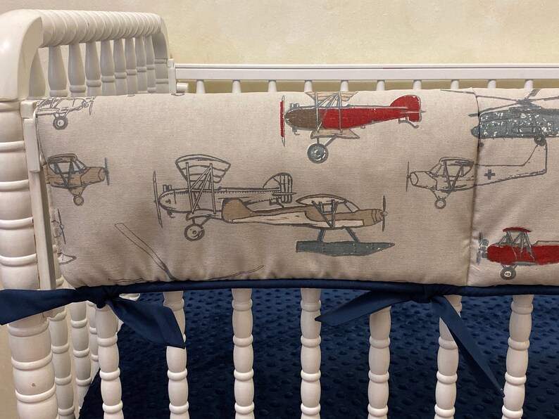 Airplane Crib Bedding Set Baby Boy Airplane Bedding Vintage Etsy